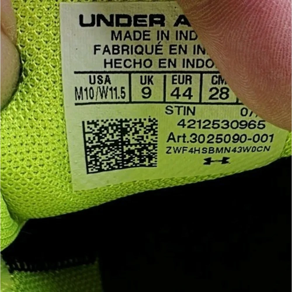 Under Armour Curry 3Z6 Black Volt Mod Grey Sneakers 3025090-001 Men's Size 10